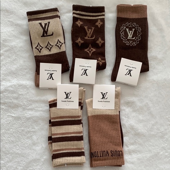 Louis Vuitton Brown and Cream Women's Sock Collection (5 pairs) - Picture 1 of 7